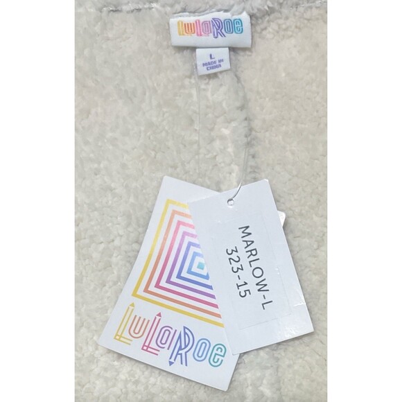 LulaRoe Marlow Sherpa Vest Women’s L Brown Black Plaid Fleece Open Front Warm - Picture 4 of 4